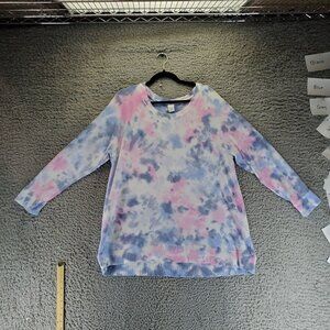 Livi Top Womens XL Multicolor Tie-Dye Crewneck Casual Long Sleeve Lightweight
